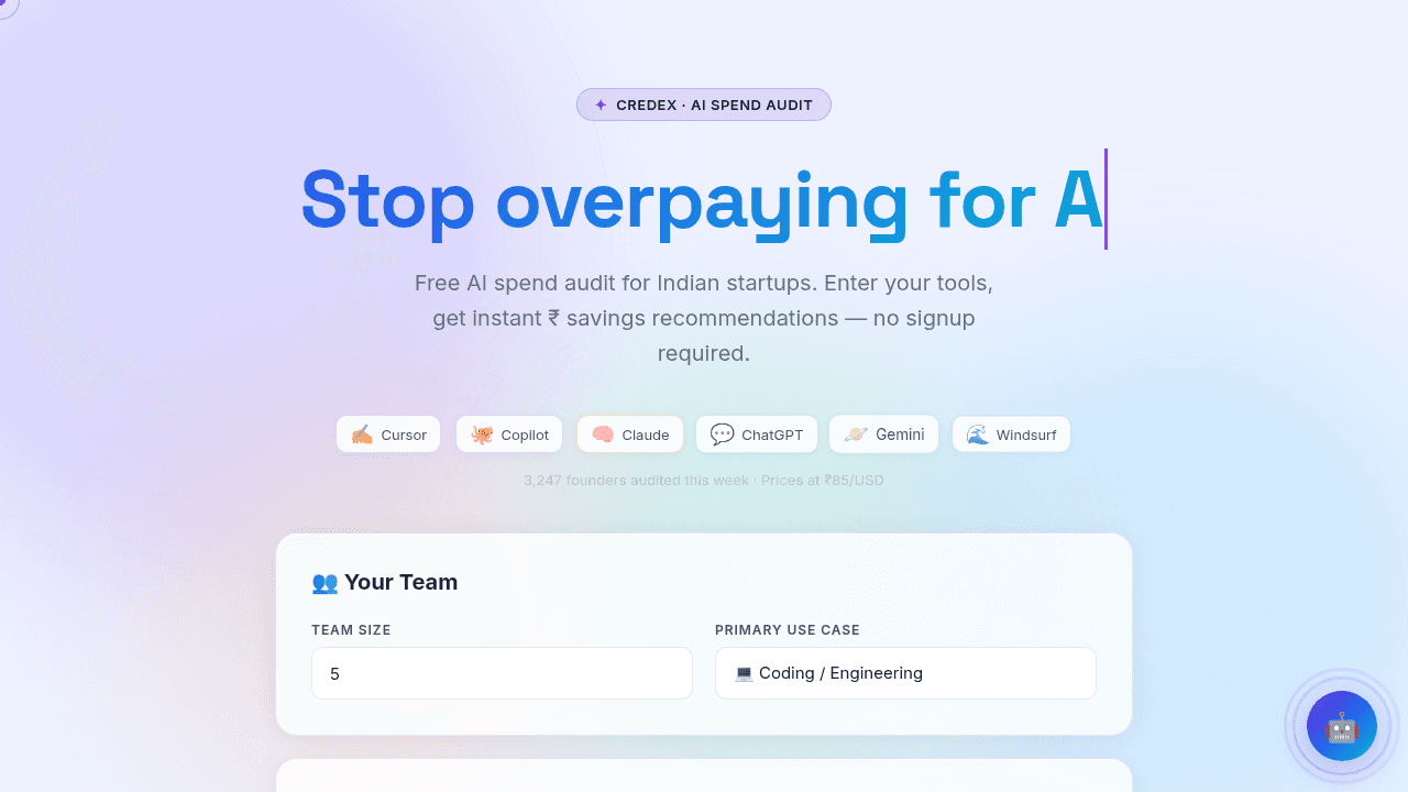 Screenshot of Credex AI Spend Audit