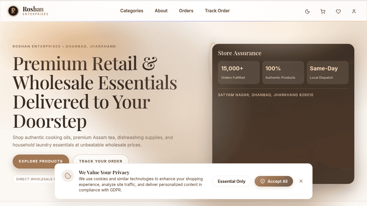 Screenshot of Wholesale & Retail E-Commerce Website
