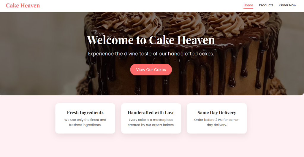 Screenshot of Angular Bakery App